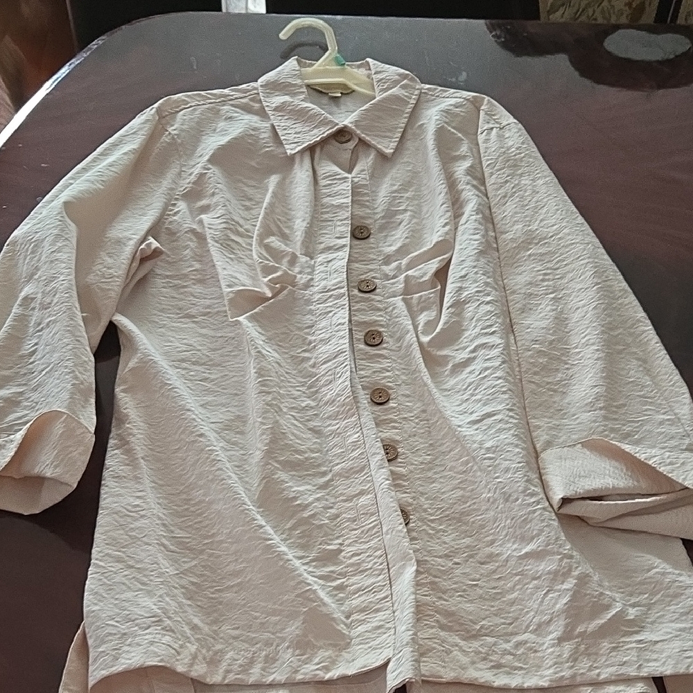 3 For $40 Light Beige Button-Front Collared Shirt